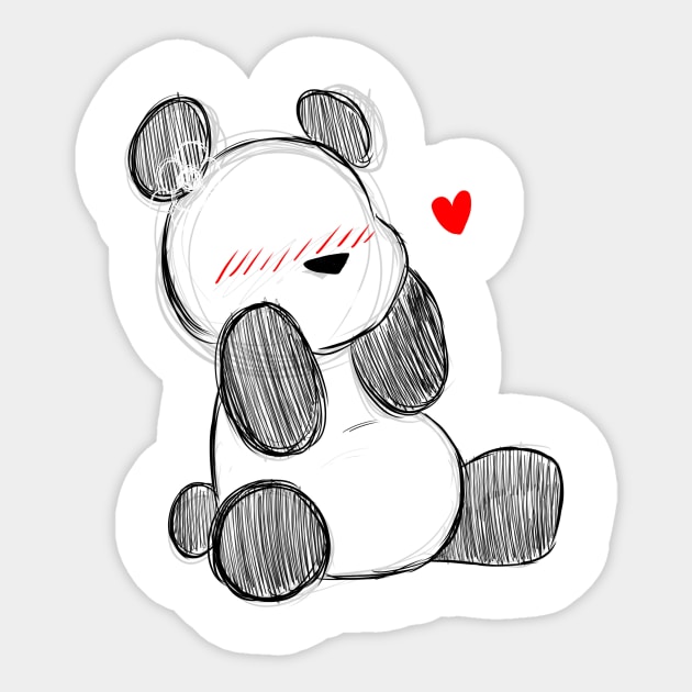 Blushing Panda (Black) Sticker by MissClayPony